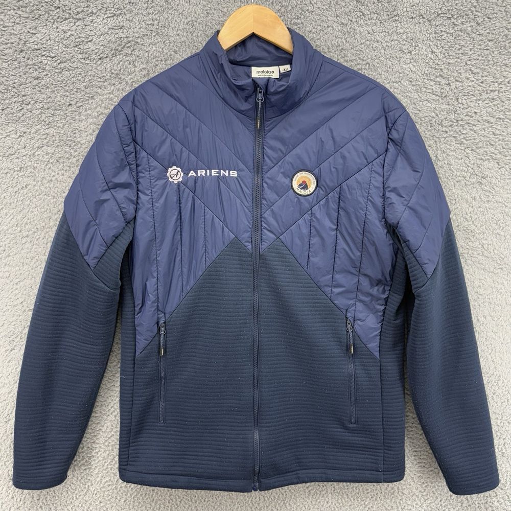 MALOJA Hybrid Full Zip‎ Navy Puffer Jacket Mens XL Mountain Climbing Embroidered